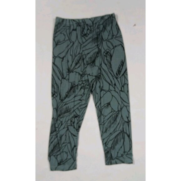 Bryn Walker Viscose Blend Leggings Size Medium Green Botanical Cropped Pull On - Picture 1 of 8